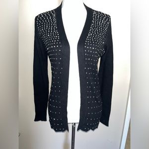 berek Women’s Black Rhinestone Embellishment Ribbed Cardigan Size Medium NWT
